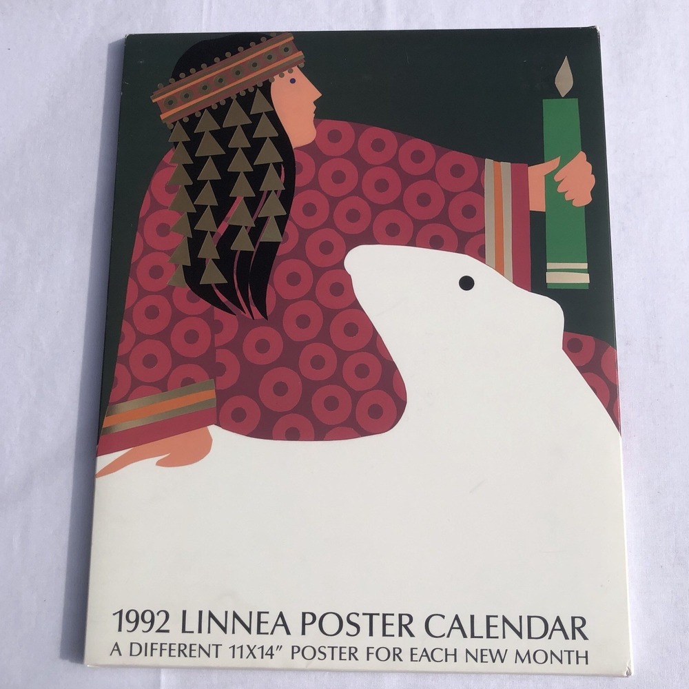 LINNEA POSTER CALENDAR for year 1992 - Can Be Reused 2048 Complete Leap Year